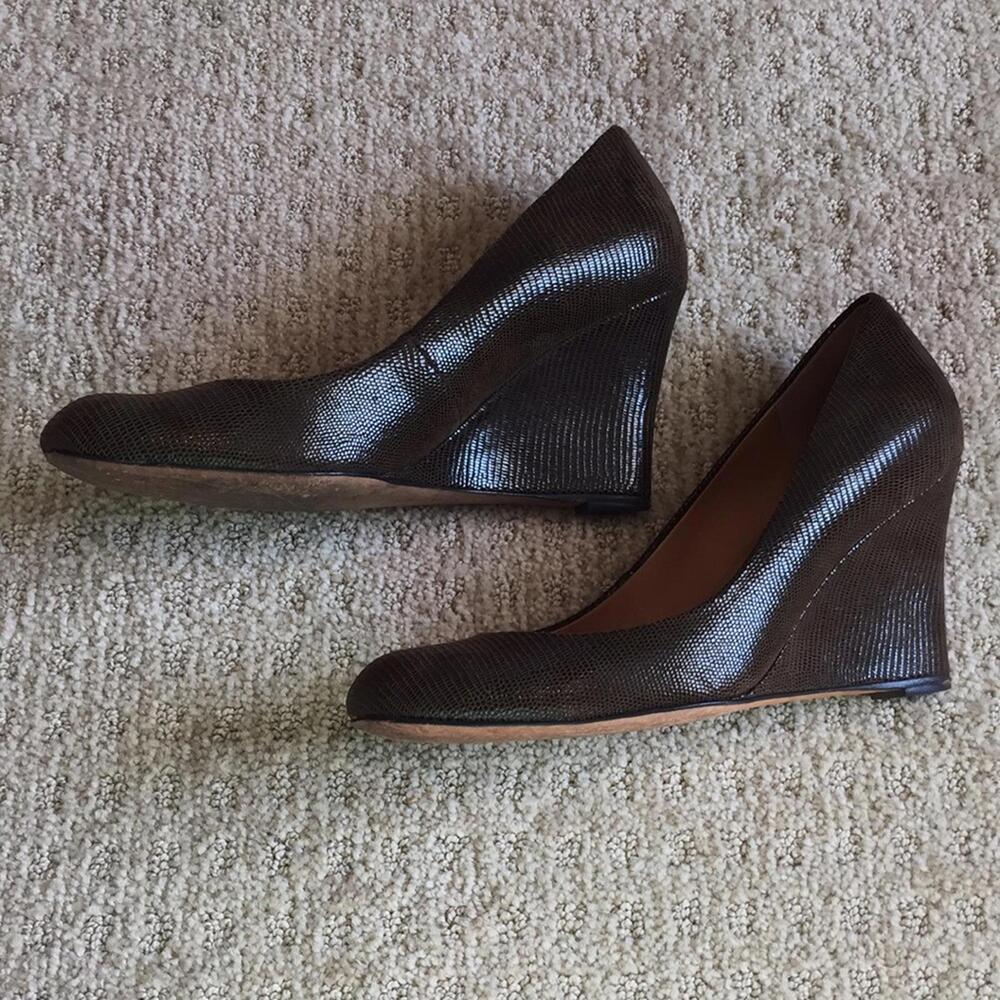 Ann Taylor Brown Python Wedge Heel Size 7 - image 2